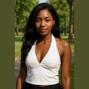 Intimately Free People Still Here Halter Cami Size S‎ White Sporty Coquette